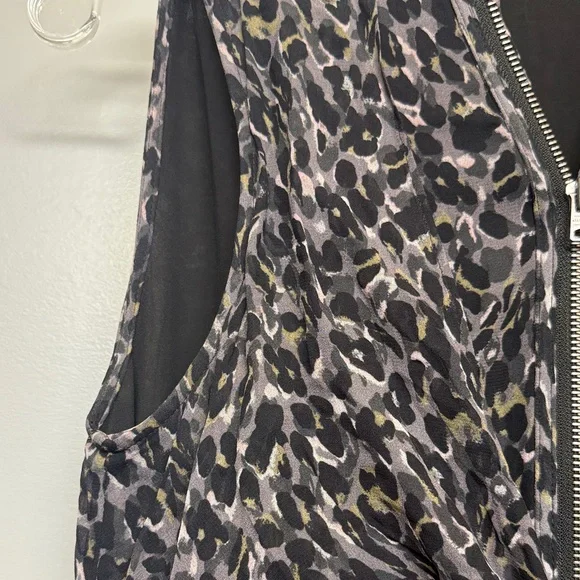 All Saints Black and Gray Flowing Animal Print Zip Midi Tie Dress - Picture 4 of 7